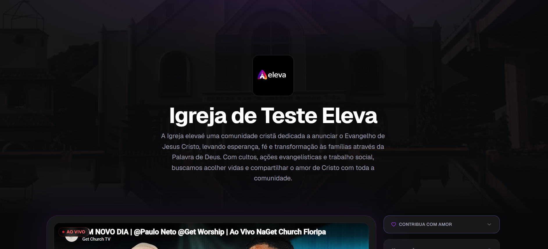 Landing page pública da igreja